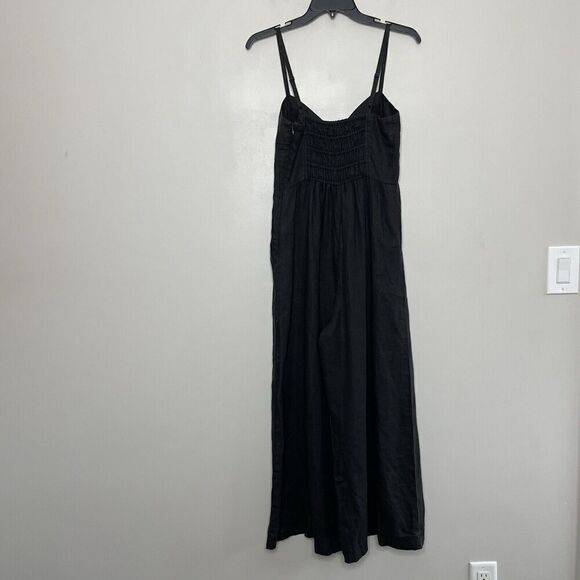 MADEWELL Jumpsuit Women 4 Black Sleeveless Wide-Leg NEW 100% Linen NL437 - Picture 7 of 14